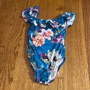 PilyQ Girl’s Blue Floral One Piece Suit Size 4